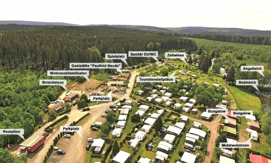 Luftbild mit Beschreibung vom Campingplatz Paulfeld
